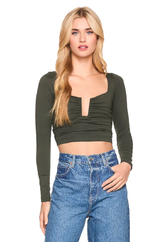 square wire gathered long sleeve top Adventure