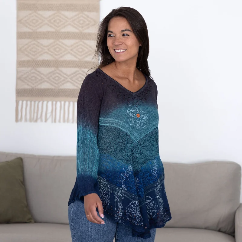 Earth & Sky Long Sleeve Tunic | Fair Trade Cozy Women's Sherpa - lined