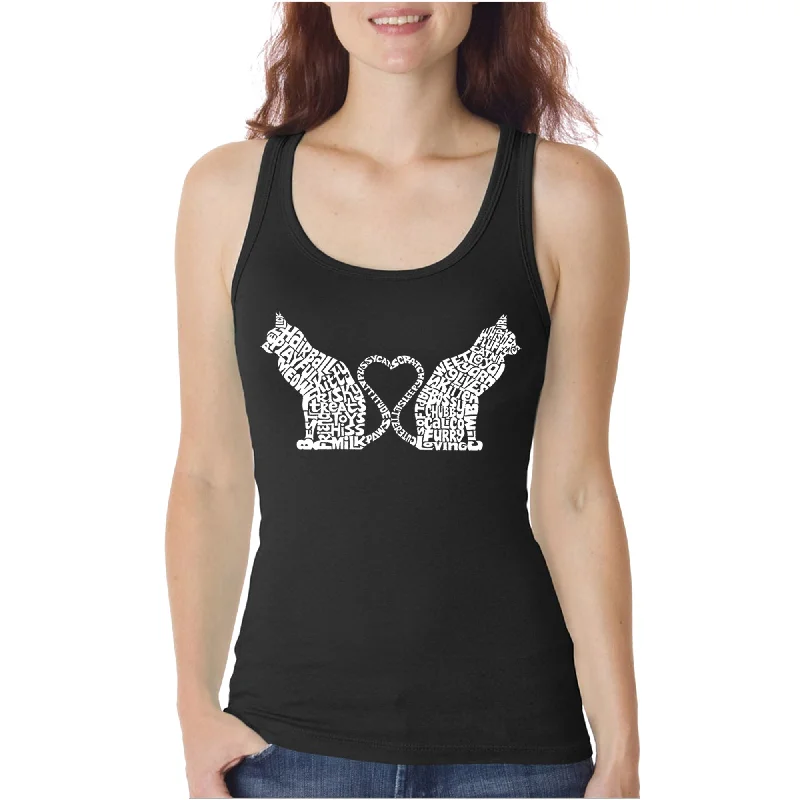 Cat Tail Hearts - Women's Word Art Tank Top Confident Women's Power