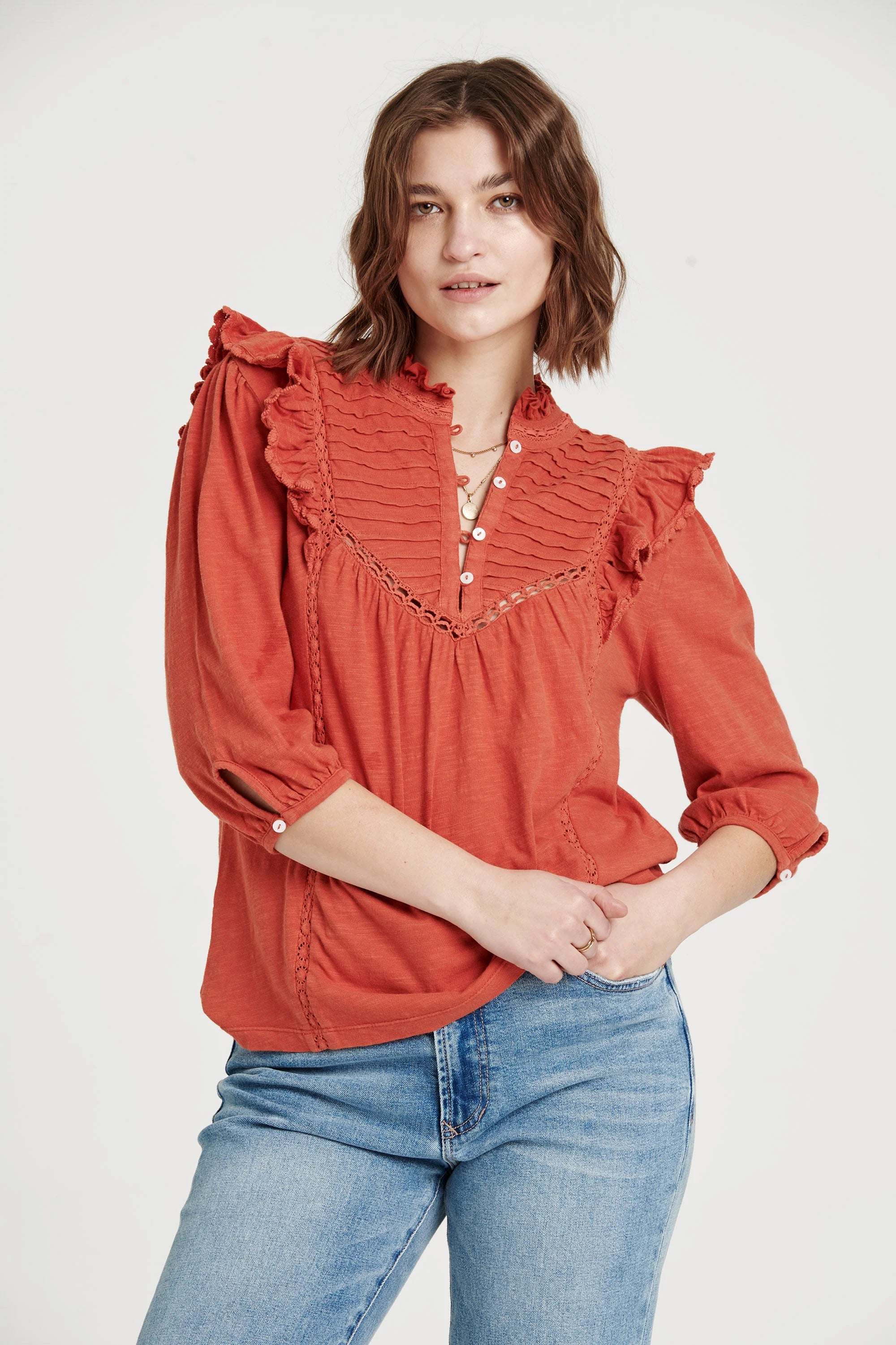 Kendall Pleated Yoke Top Bold Women's Statement