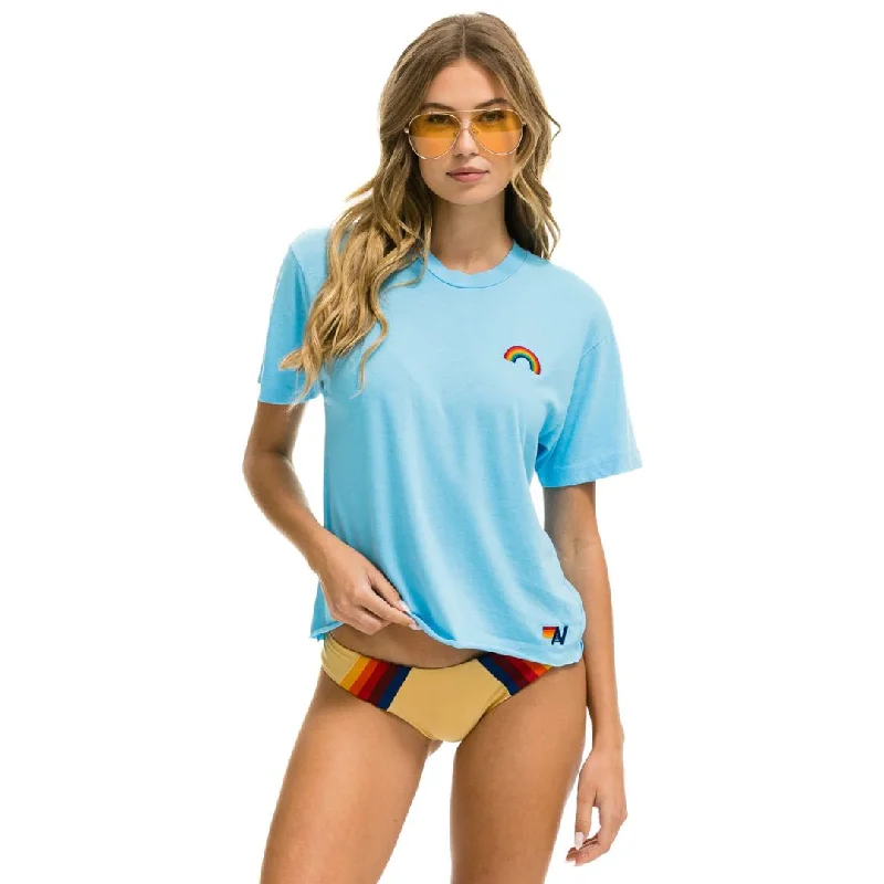 Rainbow Embroidery Boyfriend Tee (Sky) Casual Women's Japanese 