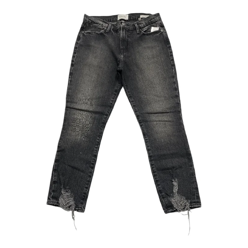 Jeans Straight By Frame In Black Denim, Size: 4 Trendy Women's Oversized