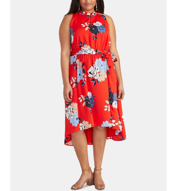 Trendy Plus Size Concetta Floral-Print High-Low Dress Streetwear Style for 