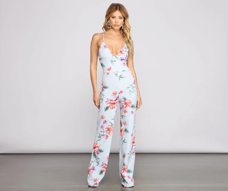Bloom With Beauty Floral Jumpsuit Monochromatic Office Style