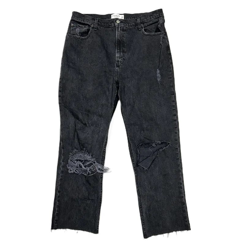Jeans Straight By Abercrombie And Fitch In Black Denim, Size: 14L Laid - back Women's Vibe