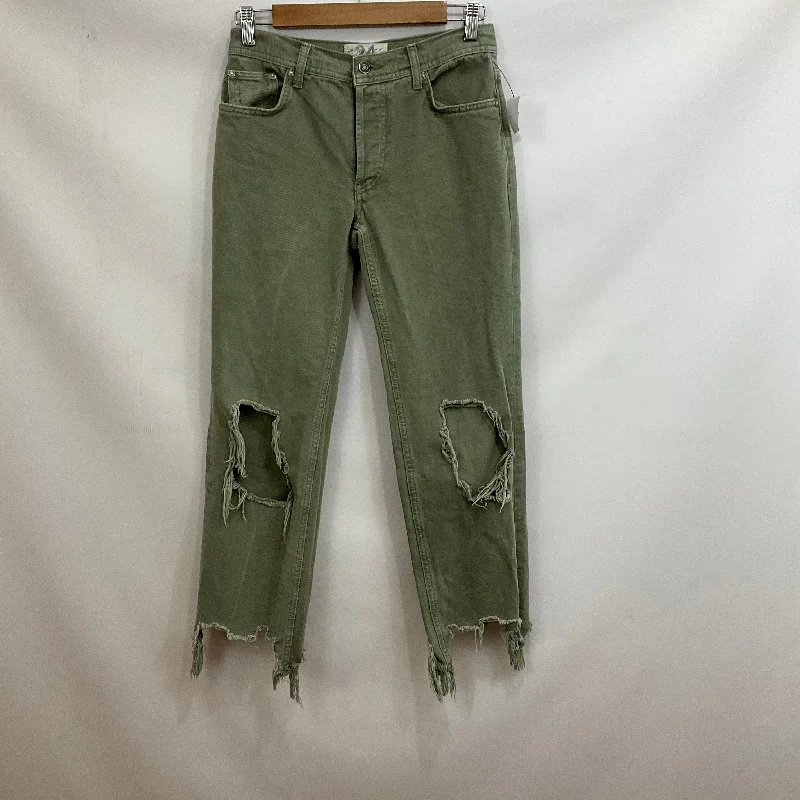 Jeans Straight By We The Free In Green Denim, Size: 0 Polished Women's Silk
