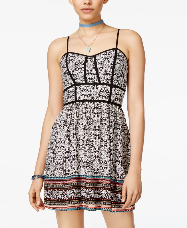 Trixxi Juniors Printed Fit Flare Dress Feminine Women's Style 