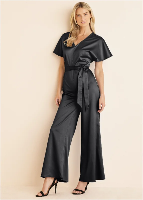 Flutter Sleeve Jumpsuit - Black Cool Women's Skate