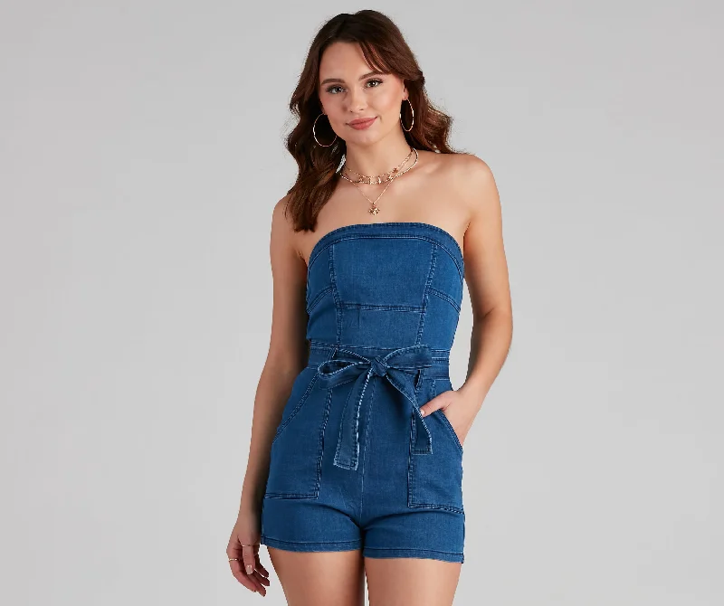 Easy Denim Days Romper Vintage Women's 1970S 