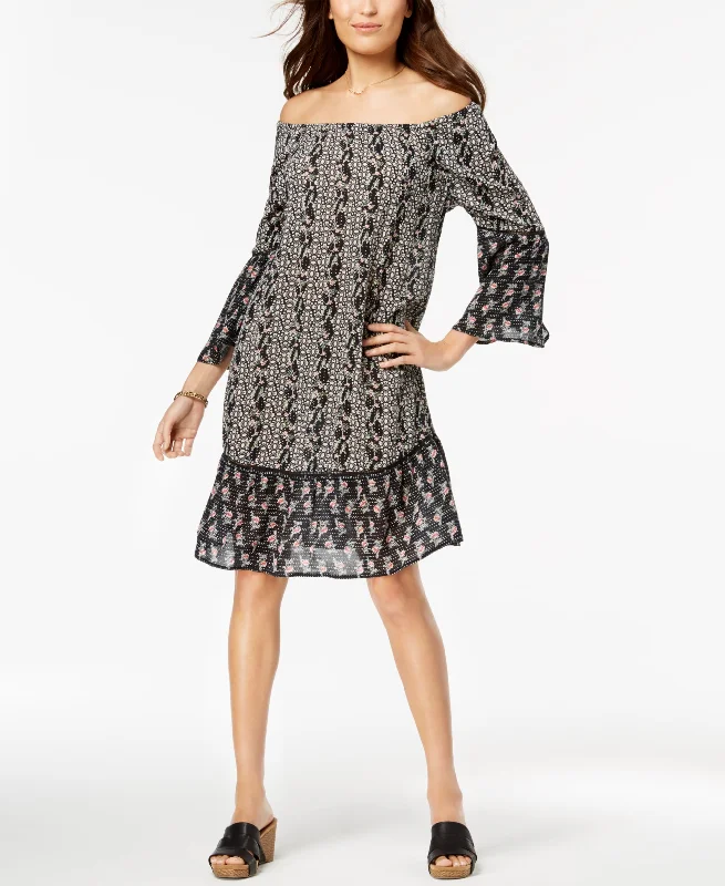 Style & Co Printed Off The Shoulder Dress Artistic Women's Avant - 