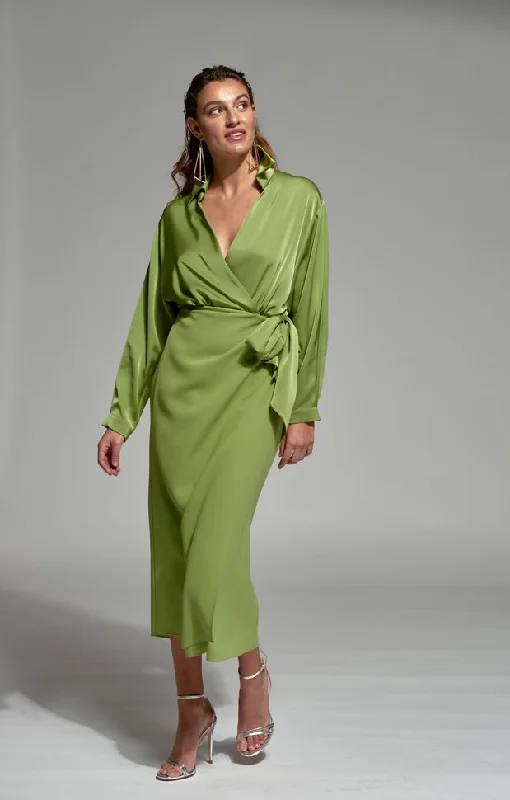 Moskada Green Wrap Merida Dress Sleek Women's 