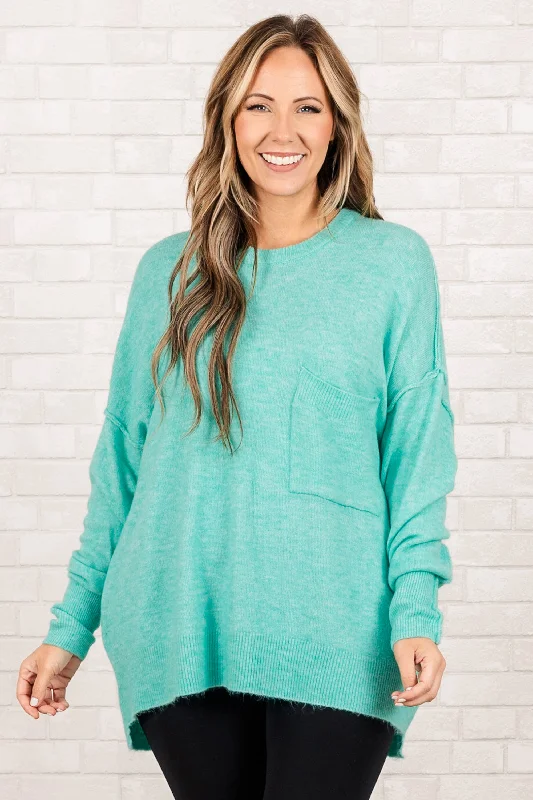 The Night Before Sweater, Heather Mint Stylish Women's Tropical 