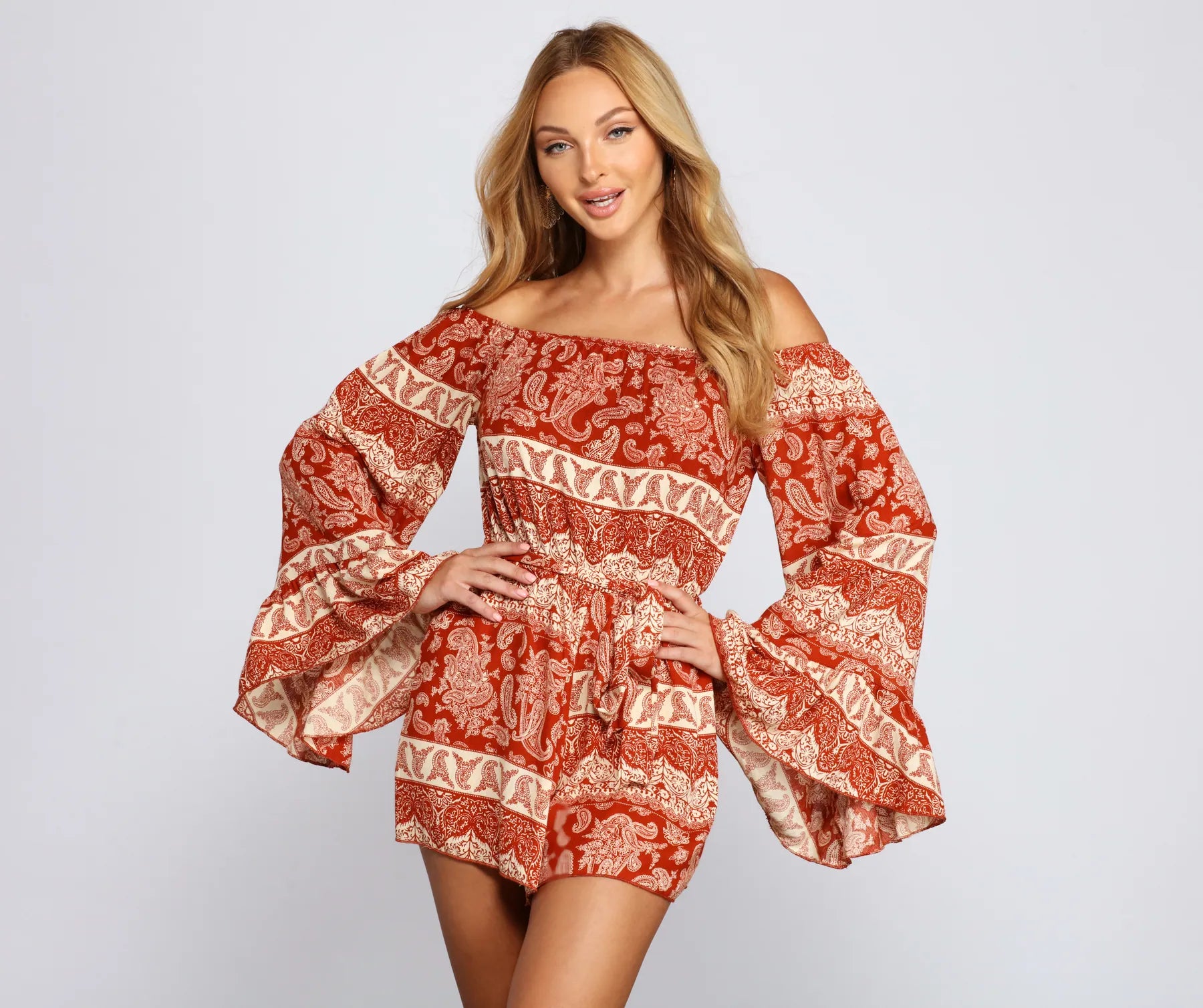 Off The Shoulder Paisley Perfection Romper Refined Women's 