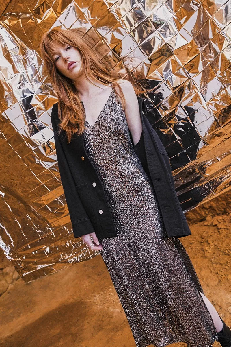 Molly Bracken Sequin Dress With Thin Straps Laid - back Women's Vibe