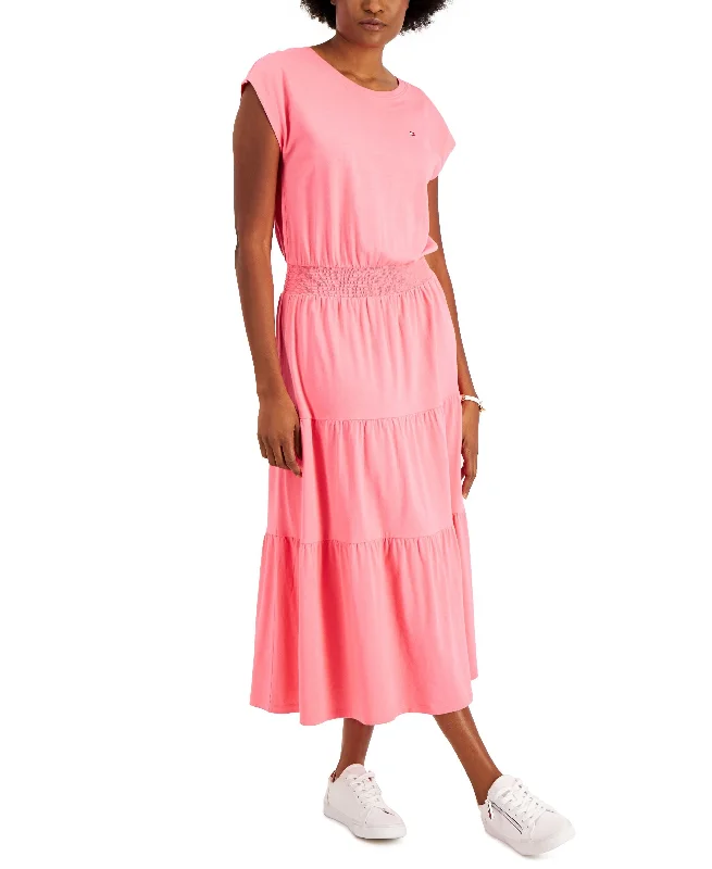 Tommy Hilfiger Womens Cap Sleeve Tiered Dress Elegant Women's Formal 