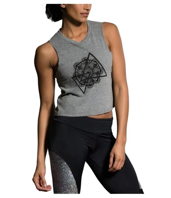 Onzie Hot Yoga Muscle Tank 3019  Mandala Grey Refined Women's Velvet