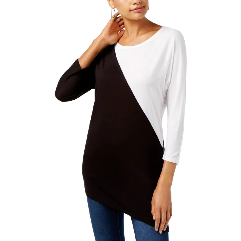I-N-C Womens Colorblocked Basic T-Shirt, Black, Small Edgy Women's Punk