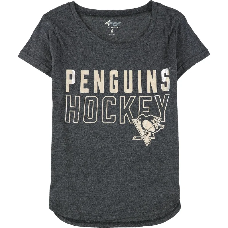 G-III Sports Womens Penguins Hockey Graphic T-Shirt, Grey, Small Classic Women's Tweed