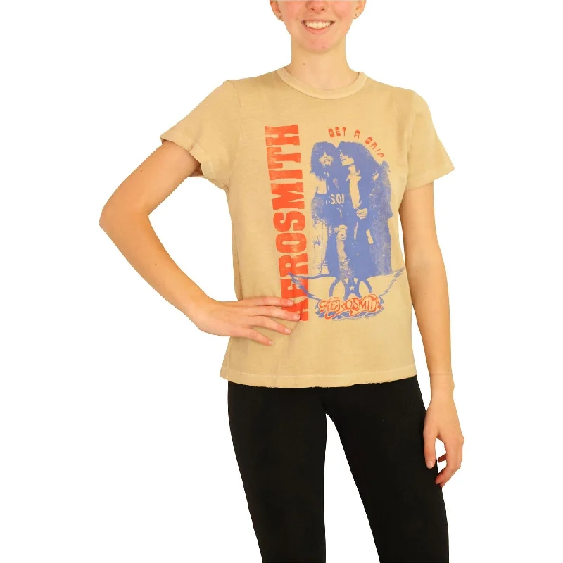 Junk Food Womens Aerosmith Get A Grip Tour '93 Graphic T-Shirt Trendy Women's Oversized
